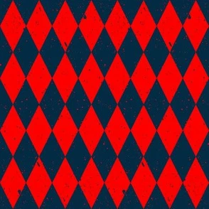 Gritty Harlequin (red & blue) Fabric | Spoonflower