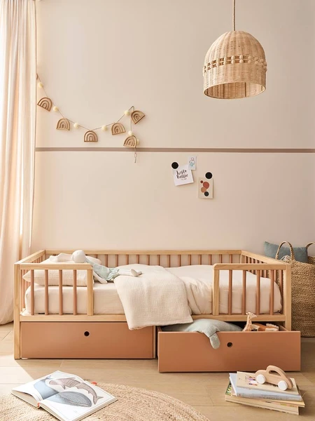 Lit enfant avec grands rangements 70x140 cm CACHE-RÊVES cannelle - Vertbaudet