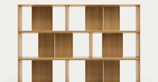 Lot Litto de 6 étagères modulables en placage de chêne 168 x 114 cm | Kave Home France