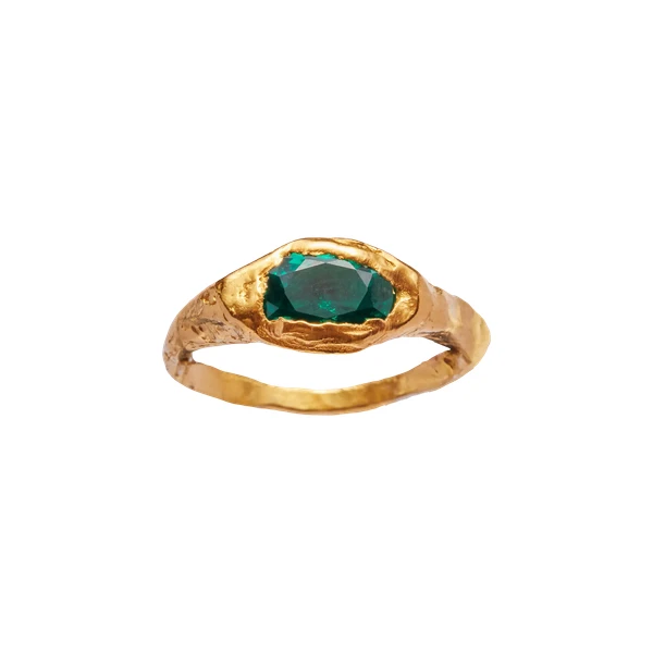 FARO GREEN - Handmade gold plated ring | Simuero