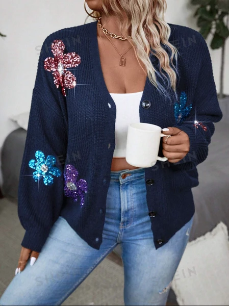 Gilet bleu sequins