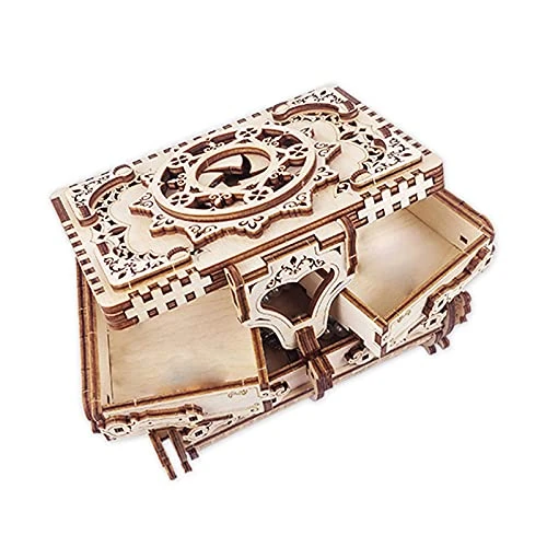 Boîte de Puzzle en Bois 3D - boîte de Puzzle en Bois 3D Antique boîte de modèle en Bois pour Adultes et Adolescents - kit de Construction de modèle mécanique de Coupe Laser