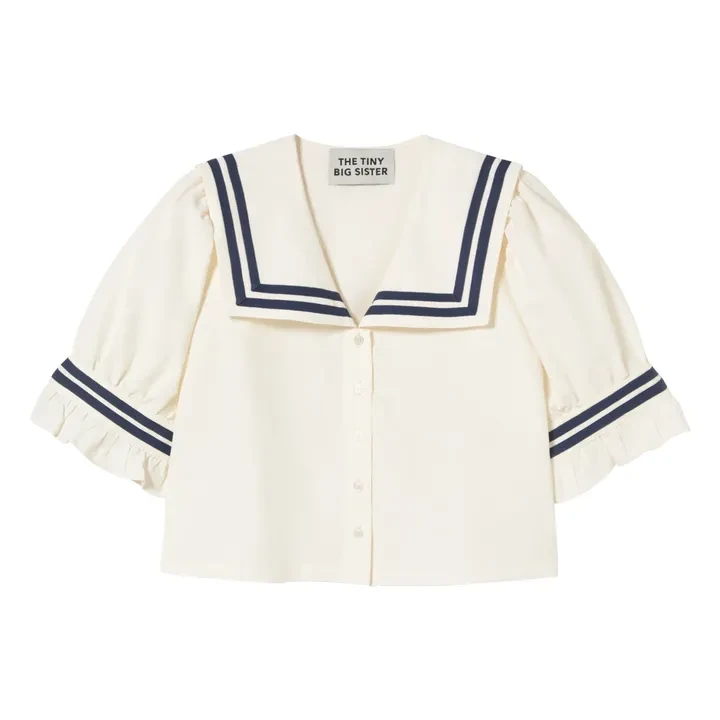 Blouse Volants Lin et Coton | Blanc cassé