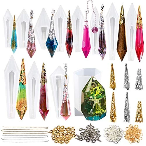 musykrafties Pendule Point Cristal Résine Silicone Moules Set - Pendule Moules Bijoux Faisant 220-kit