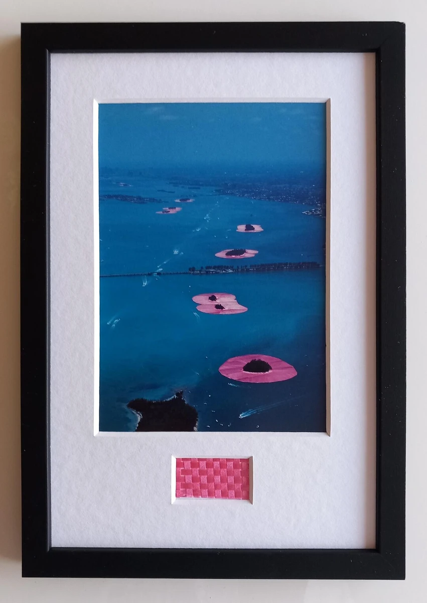 Christo & Jeanne-Claude – Surrounded Islands – artcard, framed with original fabric