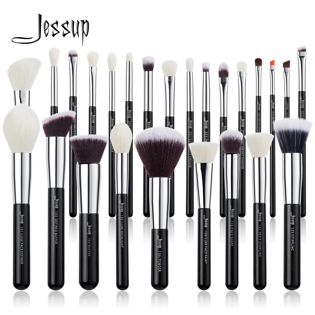 Jessup – ensemble de pinceaux de maquillage professionnels synthétiques naturels, fond de teint, poudre, mélange de Contour, ombre à paupières, 15-25 pièces - AliExpress 66