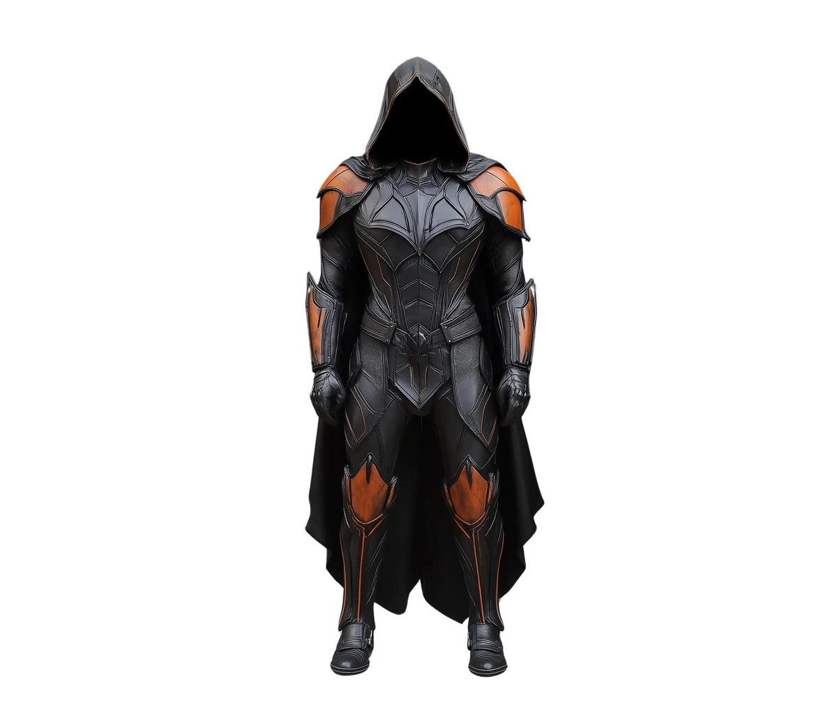 The Ember Knight - Black & Orange Leather Medieval Cloak - Handmade Pure Leather Viking Cosplay Armor - Festival Outfit For Halloween