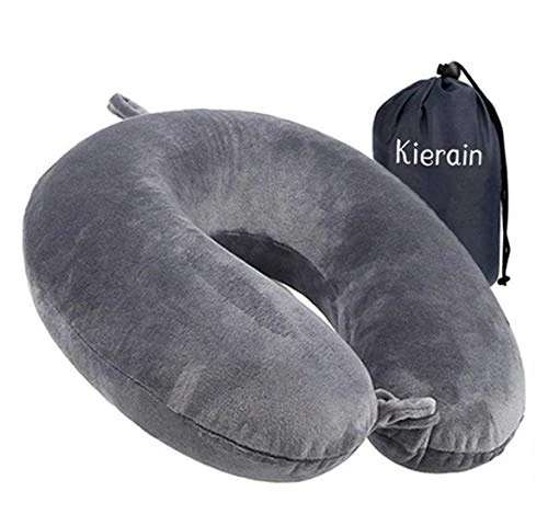 life hall Oreiller de Voyage - Soutien pour Cervical en Mousse à mémoire Forme, Emballage Rapide Compact et léger Luxe Le Camping, Coussin Repos Dormir (Gris), 27x27x12cm