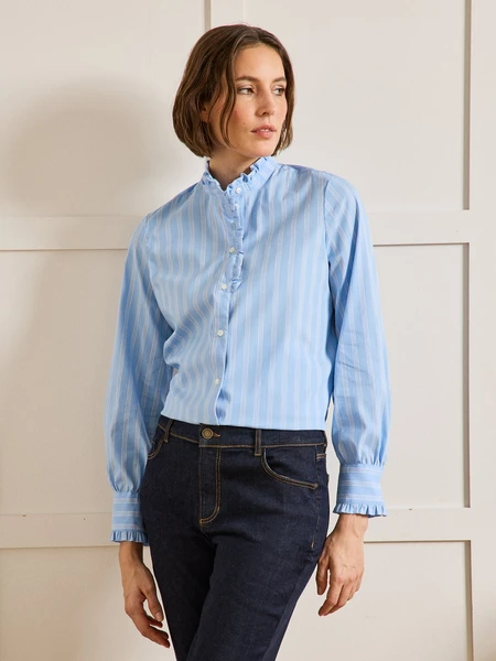 Chemise rayée col volanté femme - Limited Collection