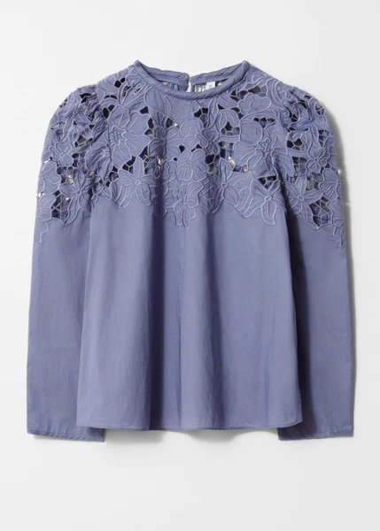 Blouse brodée à manches ballon