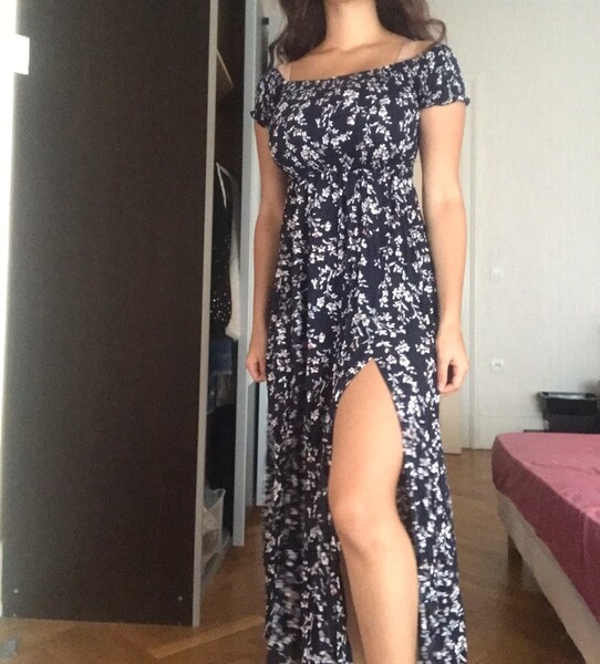 Robe longue fleurie fendue S