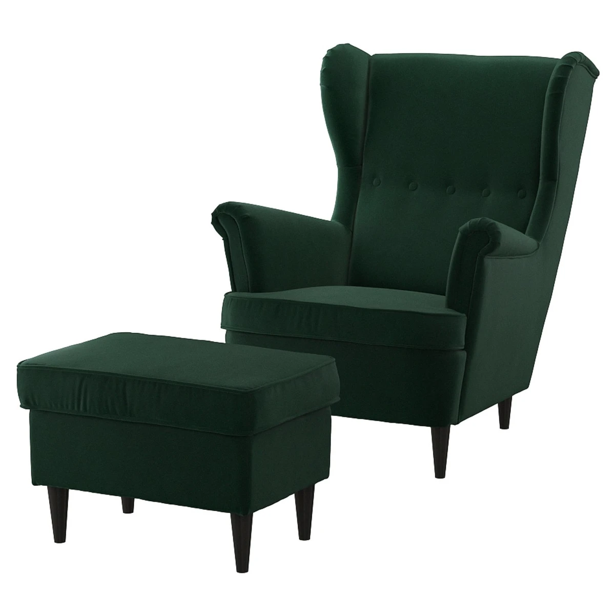 STRANDMON Fauteuil avec repose-pieds - Djuparp vert foncé