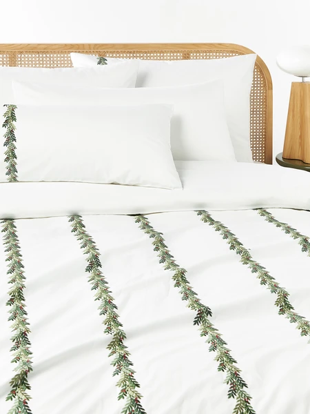 Housse de couette en coton avec broderie de Noël Evan
