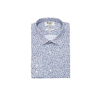 Chemise coton blanche imprimée fleurs bleues et roses - THÉOBERT