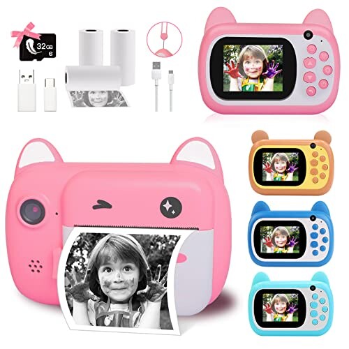 Appareil photo instantané pour enfants avec écran LCD de 6,1 cm - Appareil photo numérique pour enfants avec zoom 6x - Double objectif et enregistreur vidéo 1080p - Cadeau pour garçons et filles (rose