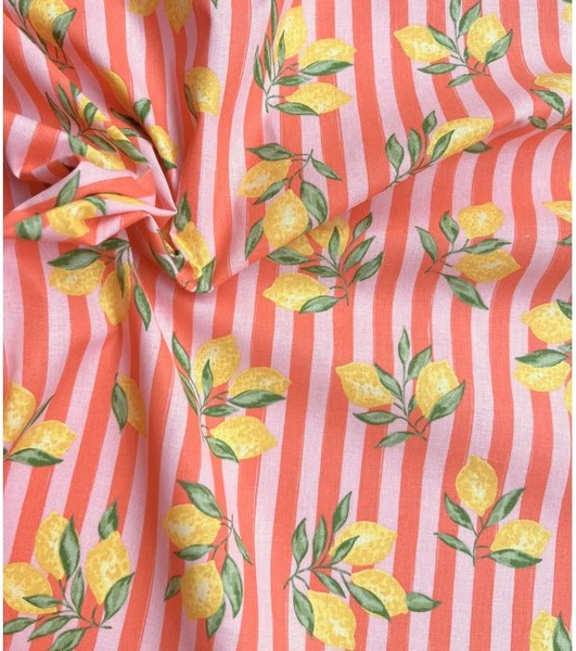 Tissu coton - Lemon and Stripes