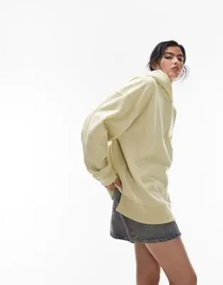Topshop Premium - Sweat à capuche oversize - Chartreuse
