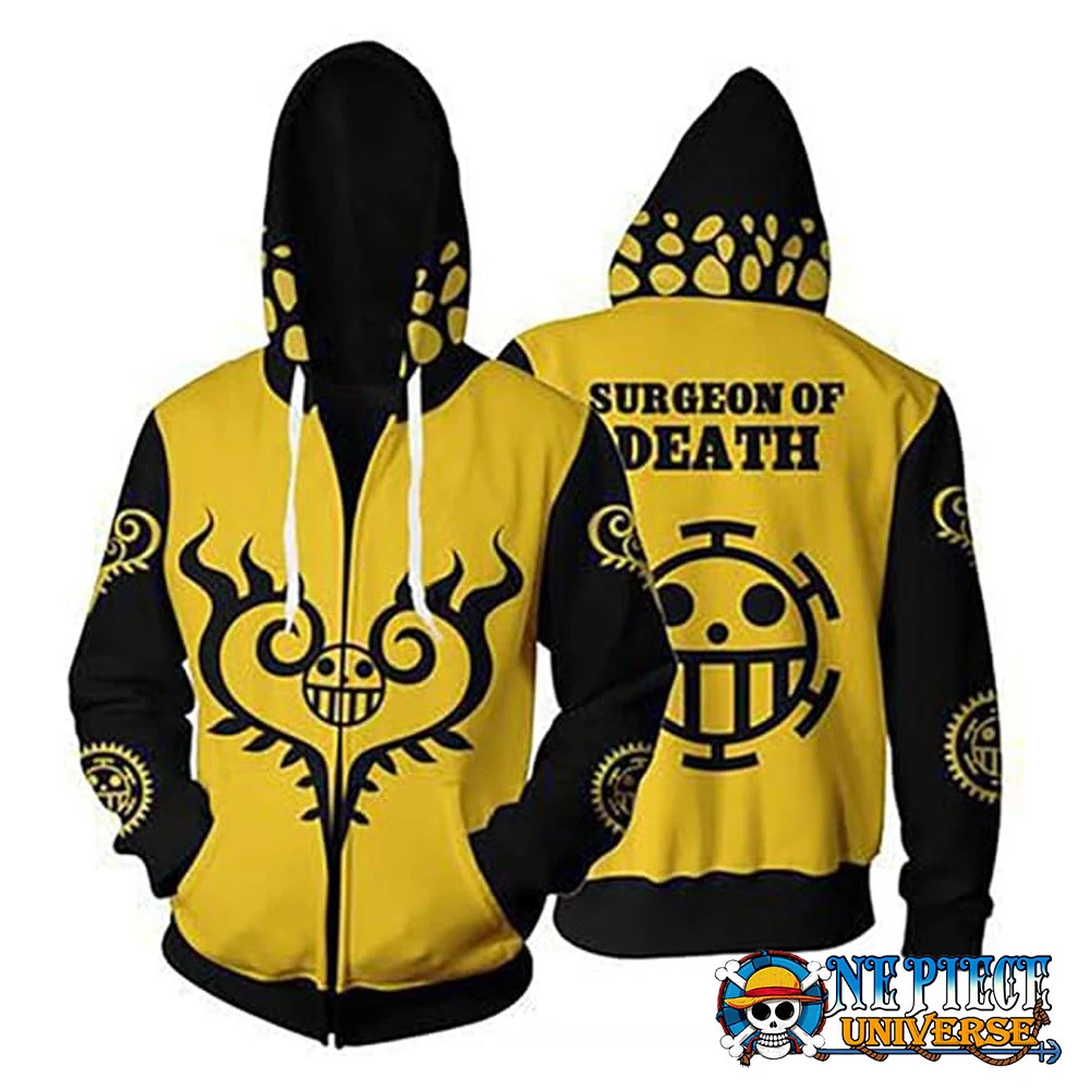 Trafalgar Law Tattoo Pattern Zipper Hoodies Cosplay