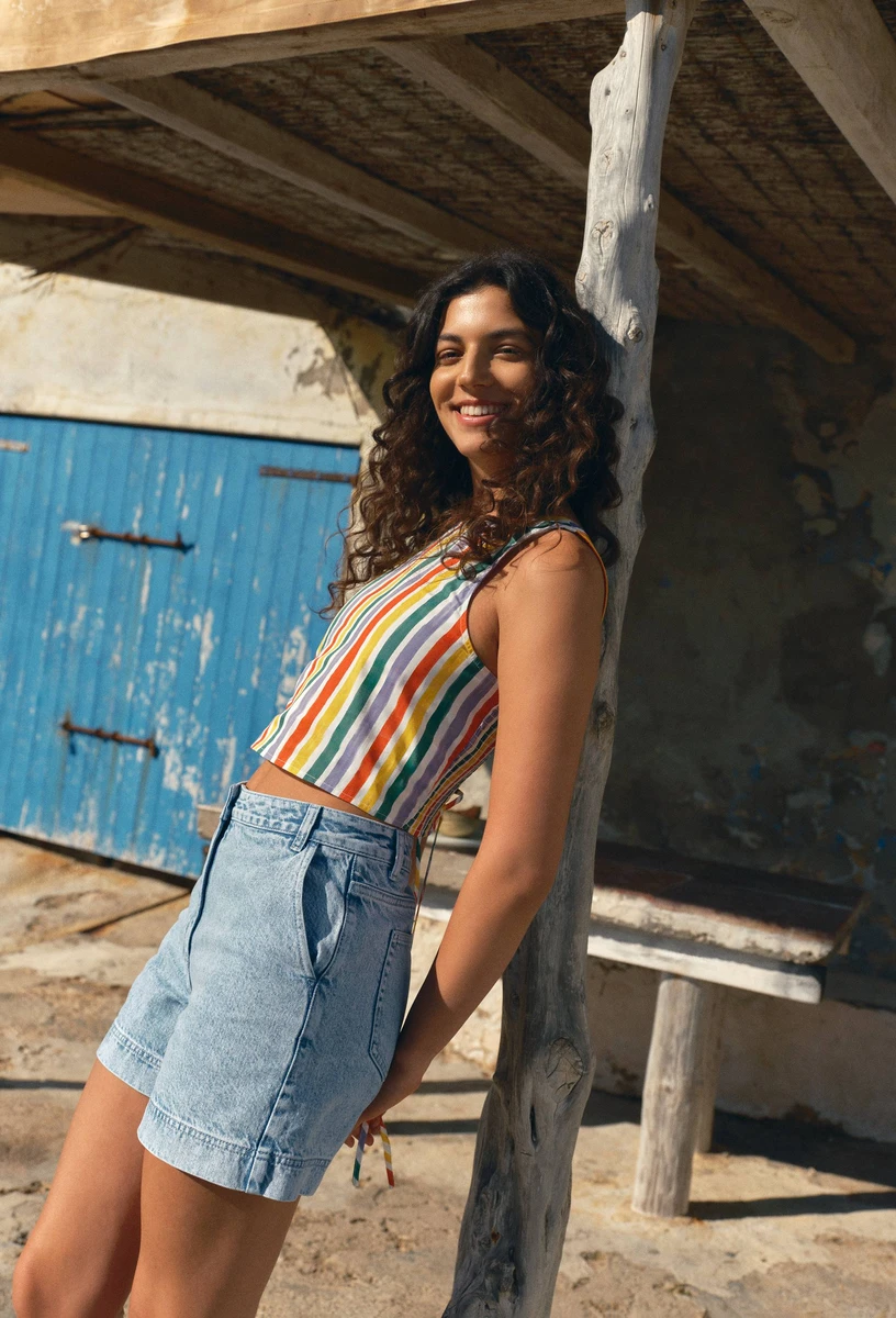 Top rayé sans manches en coton BIO GOTS
