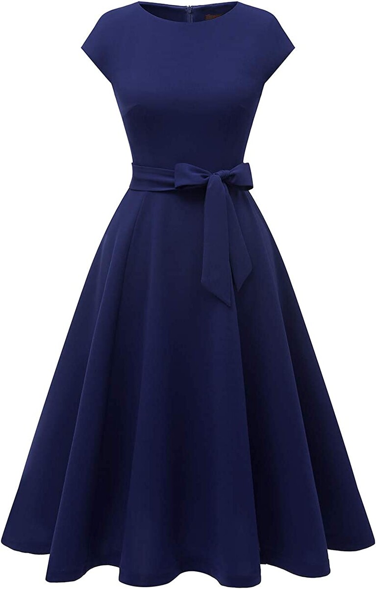 DRESSTELLS Robe Cocktail Mariage Vintage Robe Casual Femme Robe de Soiree Femme Robe baptême col Rond Manches Courtes Vert foncé 2XL : Amazon.fr: Mode