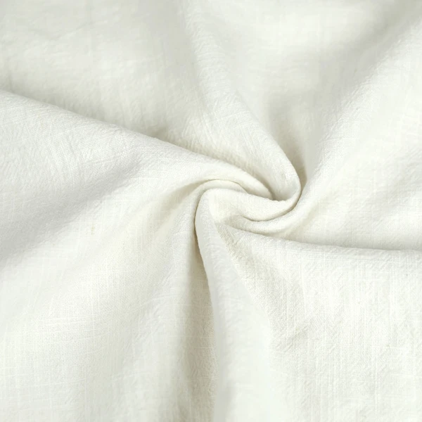 Tissu Celona lin et coton texturé - blanc cassé | Tissu pour couture d'habits en fibres naturelles