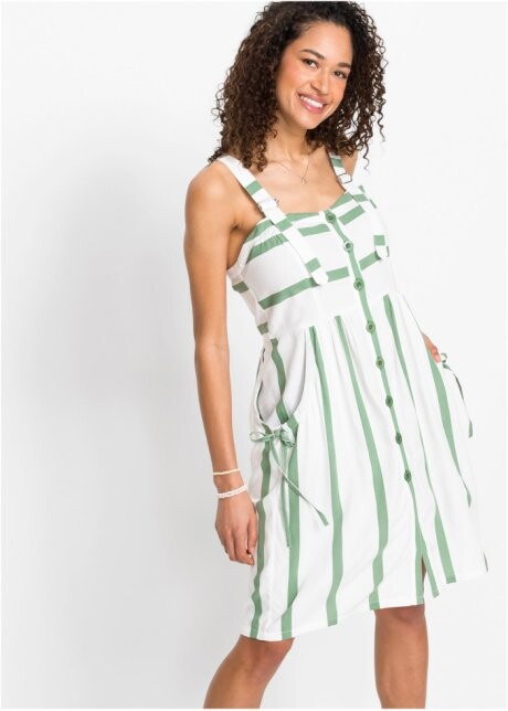 Robe midi rayée vert/blanc rayé 