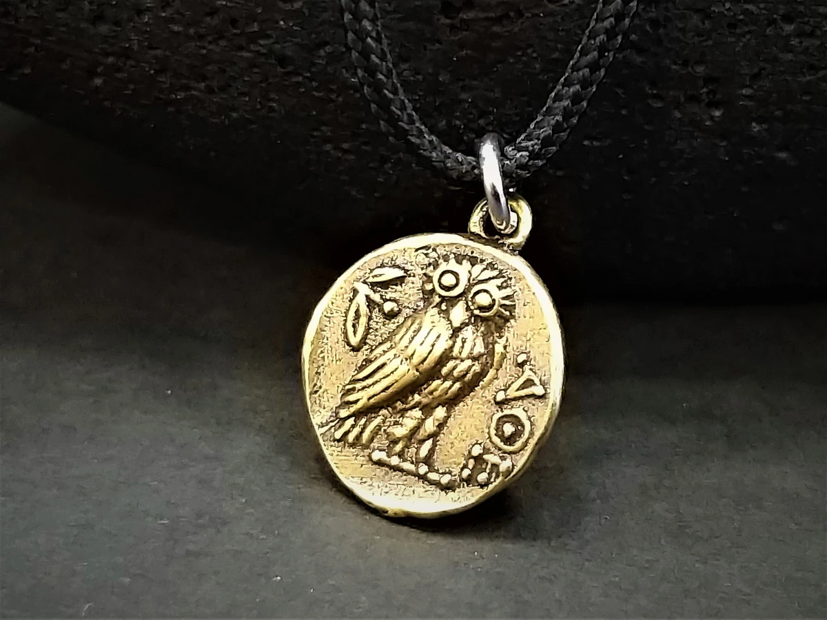 Drachma Ancient Greek Handmade Antique Brass Necklace, Tiny Athena Drachma Women Jewelry, Ancient Coin Pendant, Greek Mythology Mens Gift