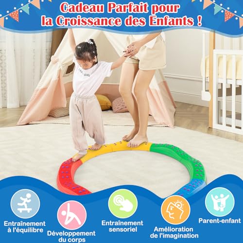 Poutres D’équilibre DREAMADE Pour Enfants – 20 Pièces Antidérapantes – Parcours Intérieur/extérieur Dès 3 Ans