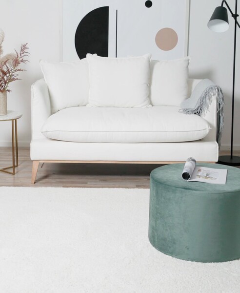 Pouf rond en velours vert clair Daisy | WestwingNow