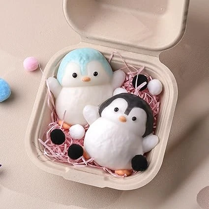 Anboor Lot de 2 pingouins et squishies - Grand pingouins mignons et doux de 7,6 cm - Pour réduire le stress, cadeaux de fête Kawaii pour enfants et adultes (bleu et noir)