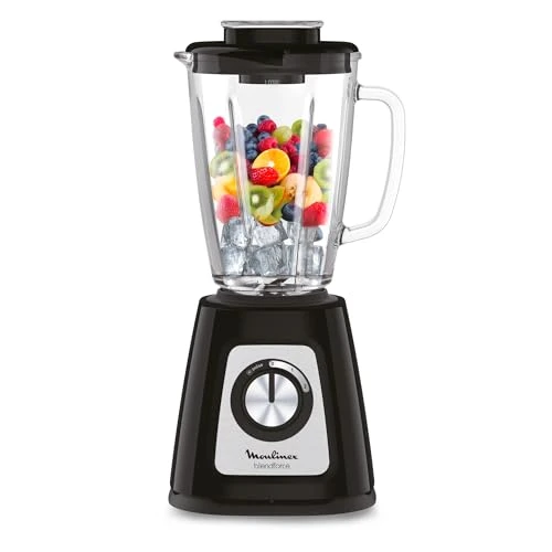 Moulinex Blender Blendforce, 800W, 2 Vitesses + Fonction Pulse, Capacité 1,75 L, Nettoyage facile, Mixage jusqu'à 3min en continu, Noir, LM42051