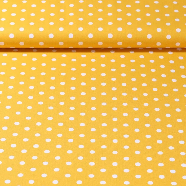 Popeline de coton Benno - Pois XL Jaune Blanc
