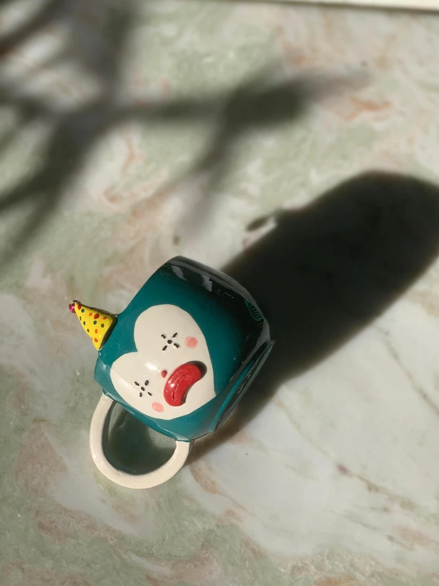 Cute Clown Mug - Handmade Ceramic Coffee Mug, Kawaii Tea Cup, Unique Pottery, Christmas Gift