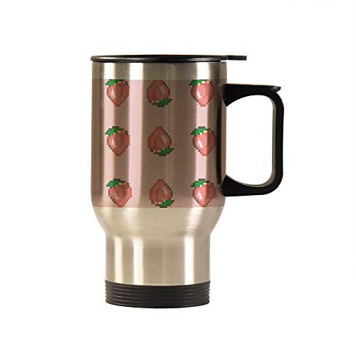 ❣️✨❣️Funny Travel Mug Animal Crossing 8 Bit Peach Stainless Steel Insulated Novelty Travel Mug, 14 OZ, Sliver