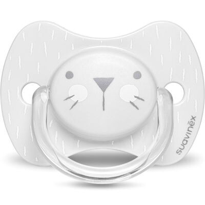 Sucette anatomique réversible Hygge Baby moustaches lapin gris (0-6 mois)