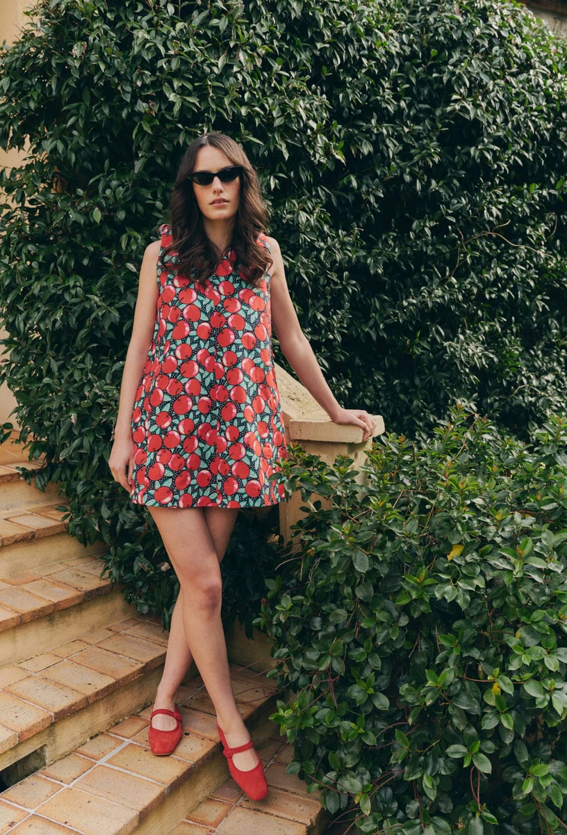 Robe courte imprimée en coton BIO GOTS ROUGE pour femme MONOPRIX