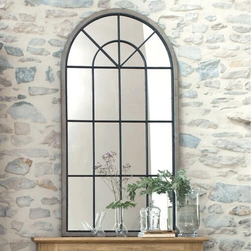 Miroir fenêtre demi-lune en sapin 76x146 Sainte-Maxime | Maisons du Monde