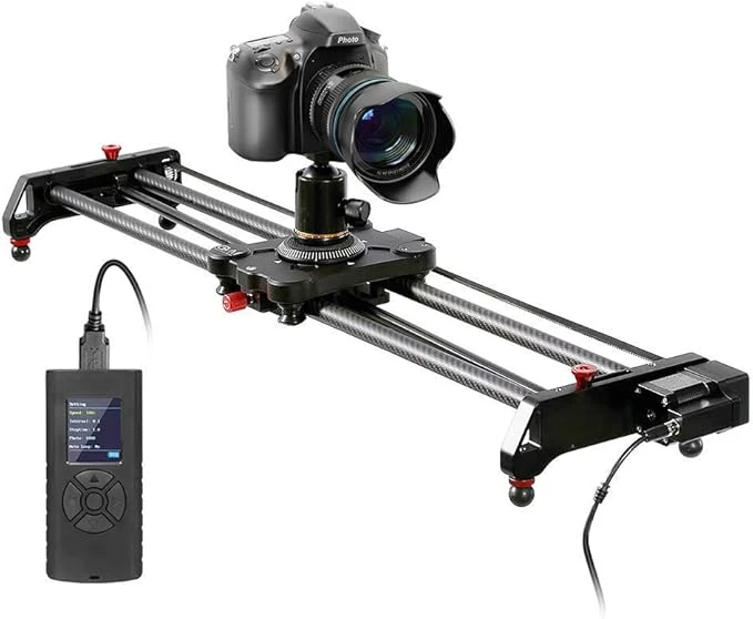 GVM 80cm Slider Caméra Motorisé,Track Dolly Slider,Slider caméra,Système de Rails avec accélérateur motorisé et Prises vidéo,Follow Focus Shot, Prise de Vue panoramique à 120° - 80 cm