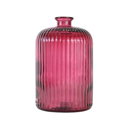 Vase en verre recyclé strié Fushia 23 cm Kokille | Maisons du Monde