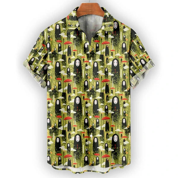No-Face Bamboo Forest Hawaiian Shirt – Spirited Away Anime Summer Shirt