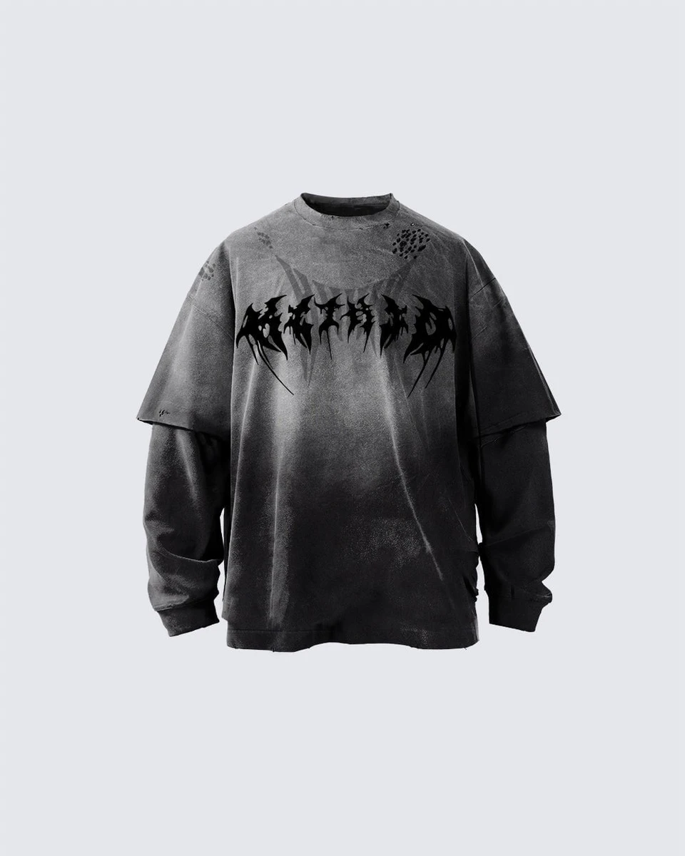 T-shirt oversize KIIKIO à logo gothique vieilli