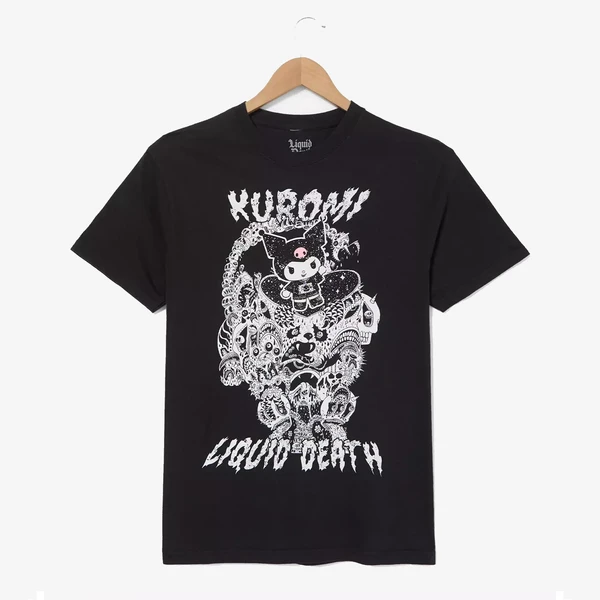 Kuromi x Liquid Death Tonal Portrait T-Shirt (Black)