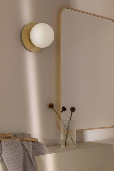 Applique de salle de bain en métal et verre Anine