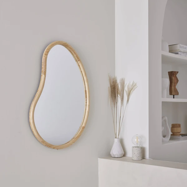 Miroir organique naturel en bois de sapin 85cm l sweeek