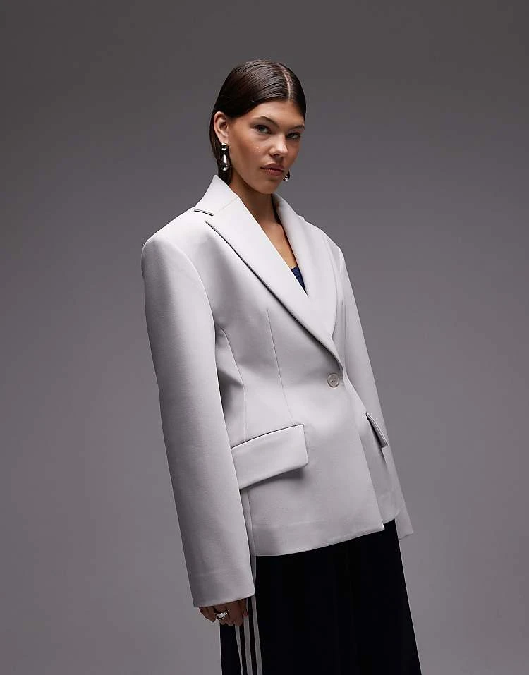 ASOS DESIGN - Blazer sculpté et cintré à la taille - Gris clair