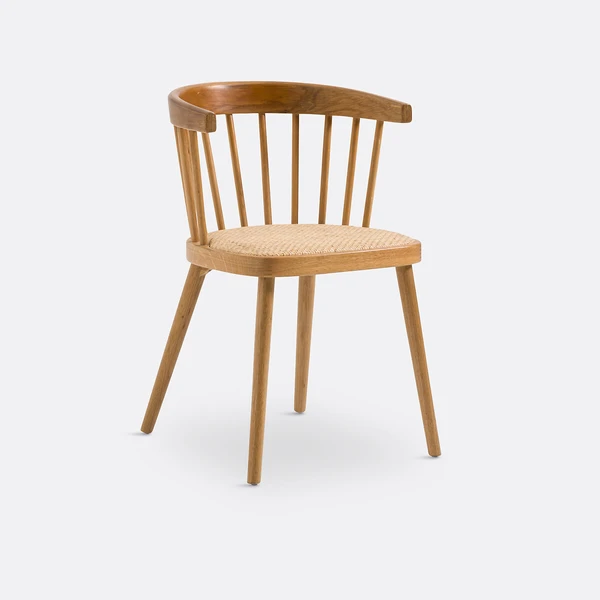 Fauteuil de table chêne/rotin Portman