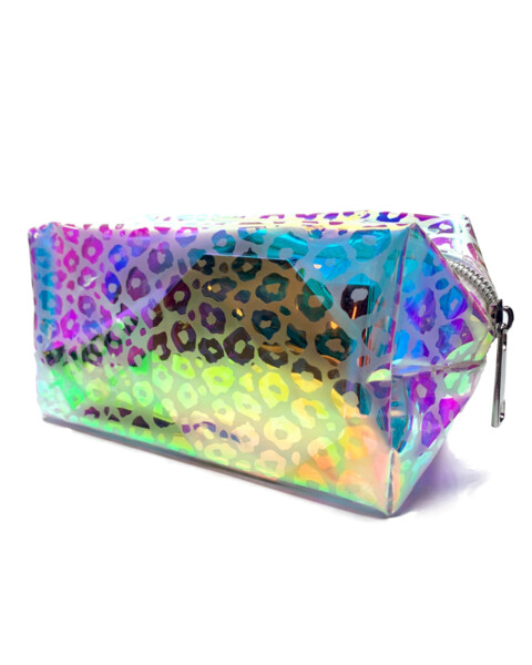 Cheetah Clear Holo Make Up Bag