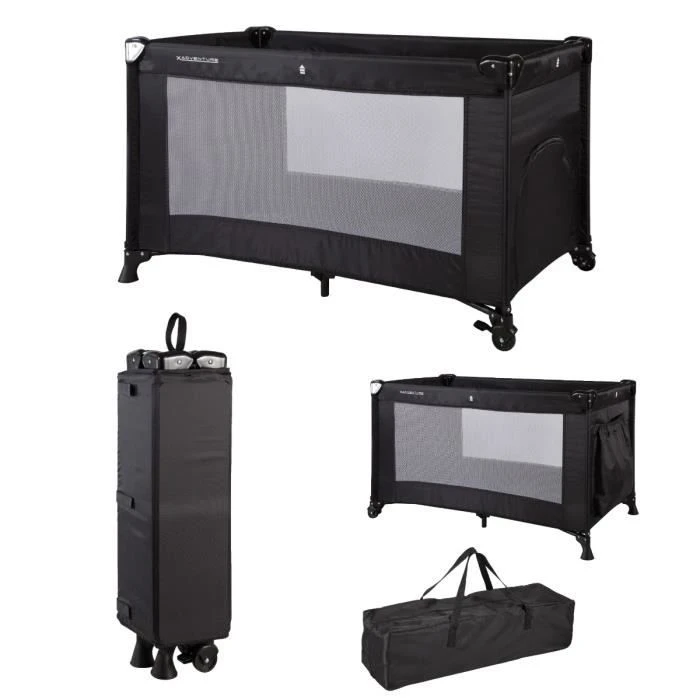 X Adventure Lit parapluie bébé avec Sac de Transport 120 x 60 cm Noir