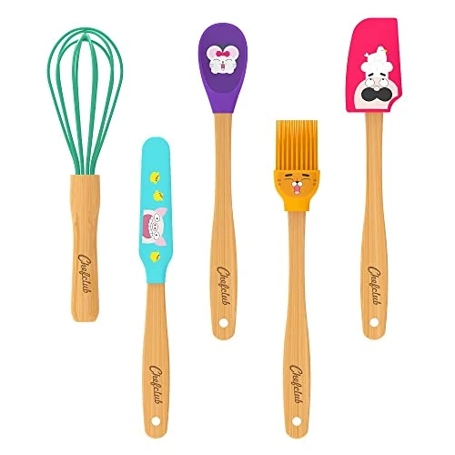 CHEFCLUB KIDS Ustensiles de Cuisine pour Enfants, Silicone, Multicolore, Petit