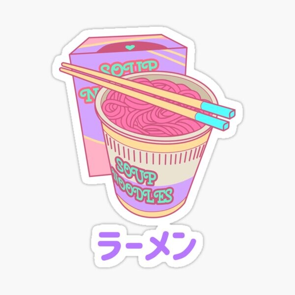 Un bon bol de Rāmen ( cup noodles ) - Un logo d'inspiration japonaise | Sticker